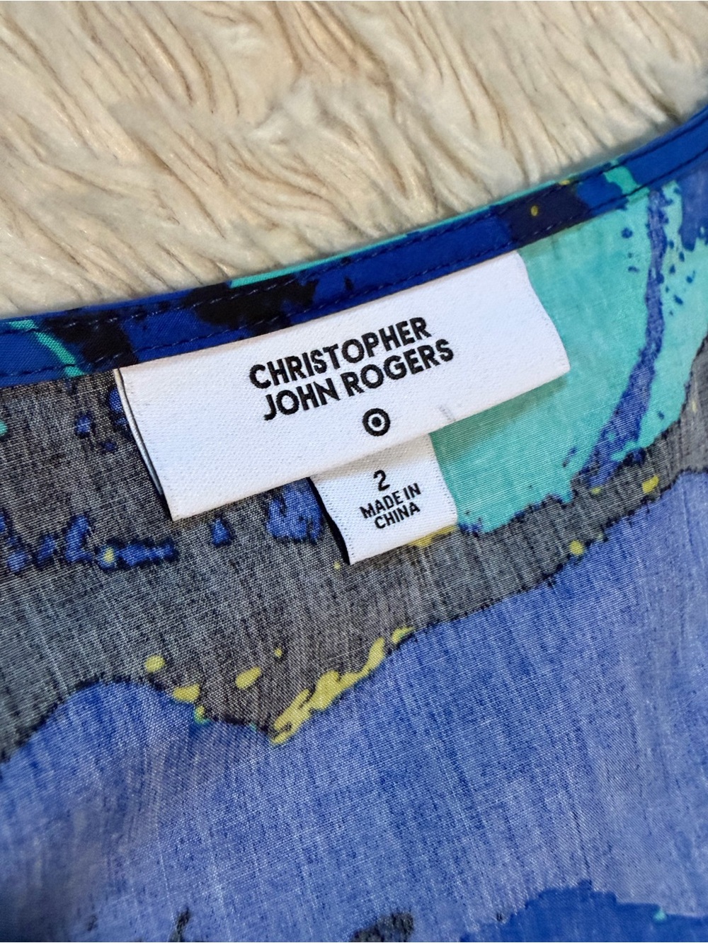 Christopher John Rogers x Target Floral Tiered Puff Sleeve Dress in Blue - 2 - Picture 4 of 4